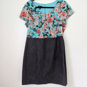 Floral Print Dress with Denim Skirt